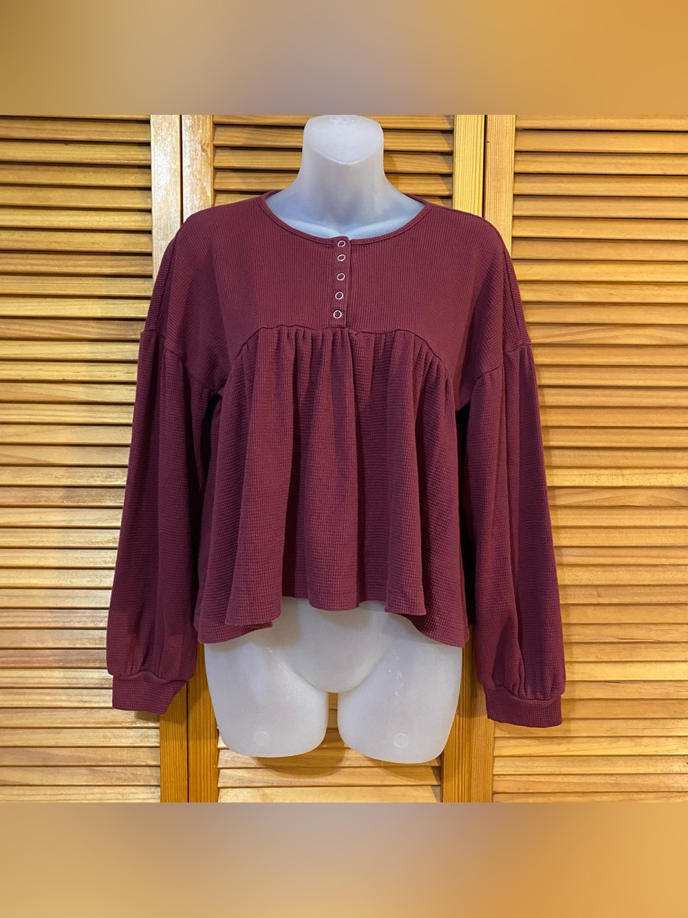 🍁Forever 21: Babydoll top with waffle fabric